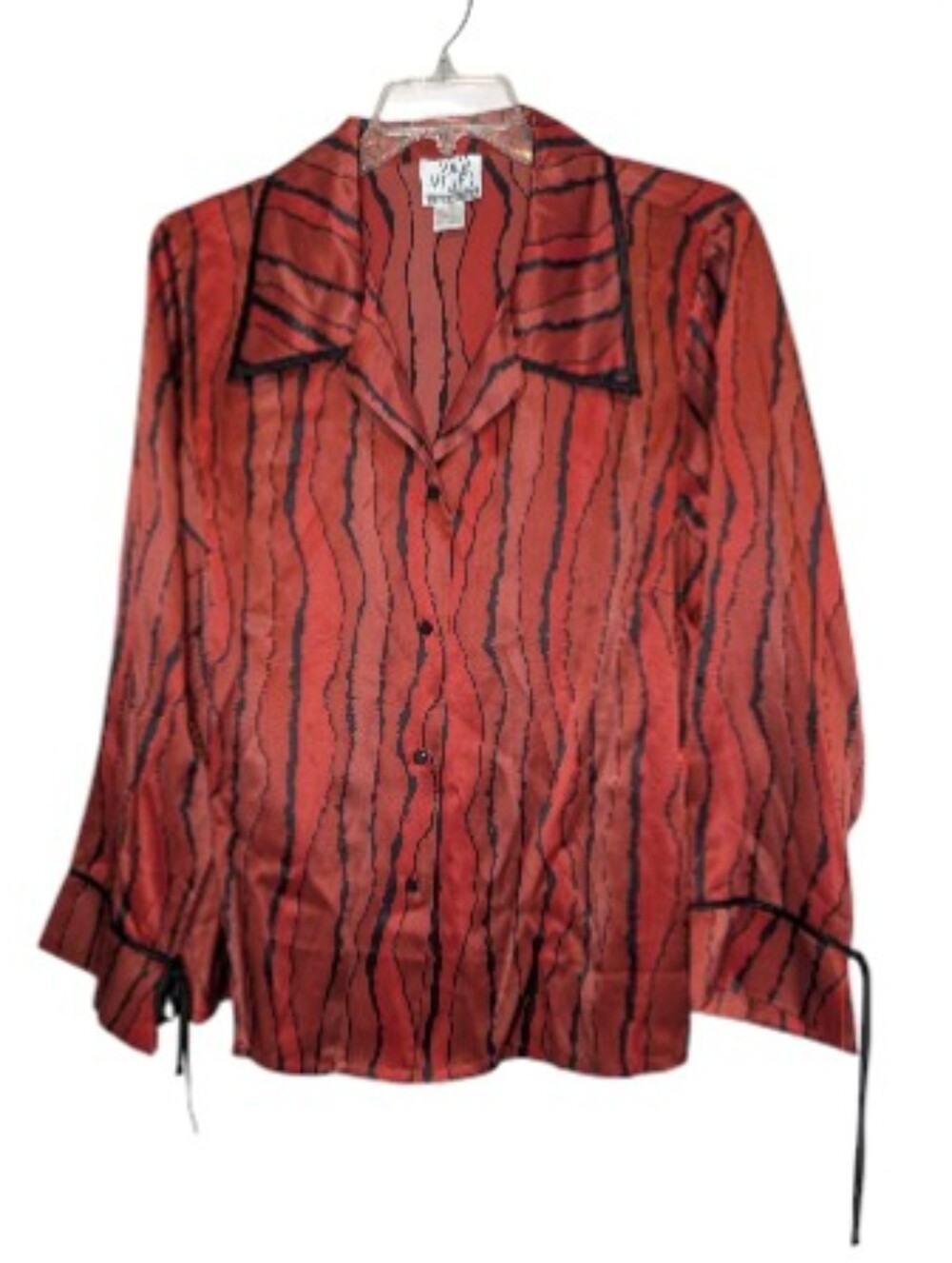 Vintage 1990s Nolan Miller Glamour Style 100% Silk Blouse 2X